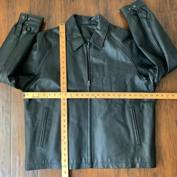 SADDLEBRED Black Leather Full-Zip Motorcycle Jacket - Picture 7 of 7